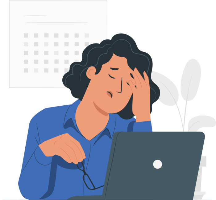 illustration of a frustrated woman on her laptop