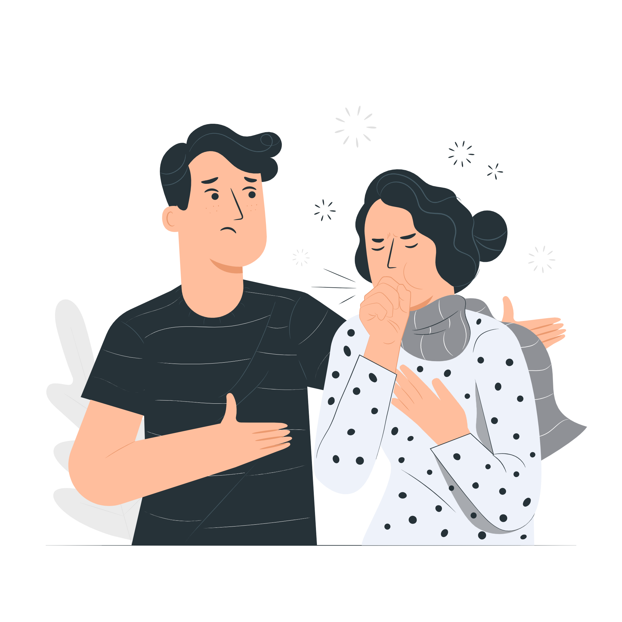 illustration of a sick person being comforted by another person